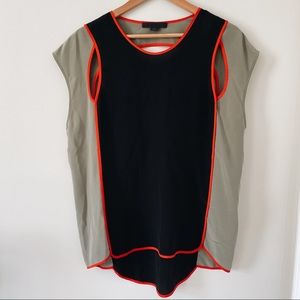 Alexander Wang | 100% silk black, oliver and red shirt